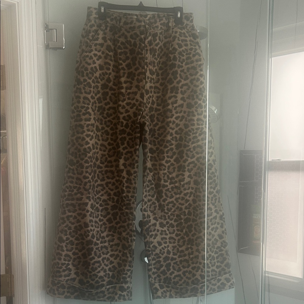 Leopard Print Wide-Leg Pants